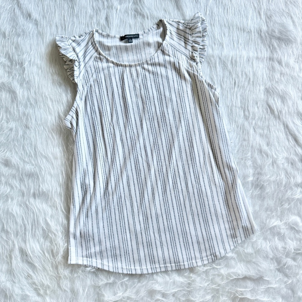 Adrianna Papell White Blouse with Ruffle Sleeve